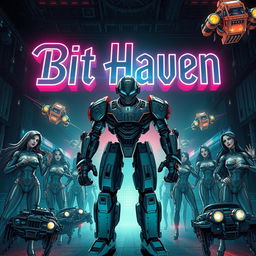 A striking book cover for the science fiction novel 'BitHaven'
