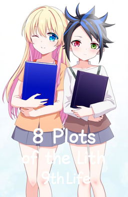 Two girls standing together, each holding books in their hands
