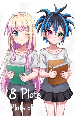 Two girls standing together, each holding books in their hands