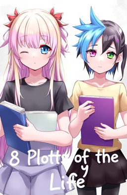 Two girls standing together, each holding books in their hands