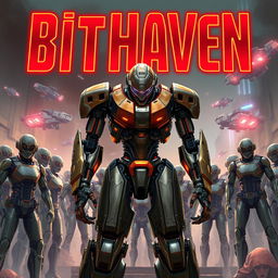 A hyper-realistic book cover for the science fiction novel 'BitHaven'