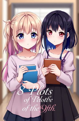 Two Asian girls standing together, each holding books in their hands