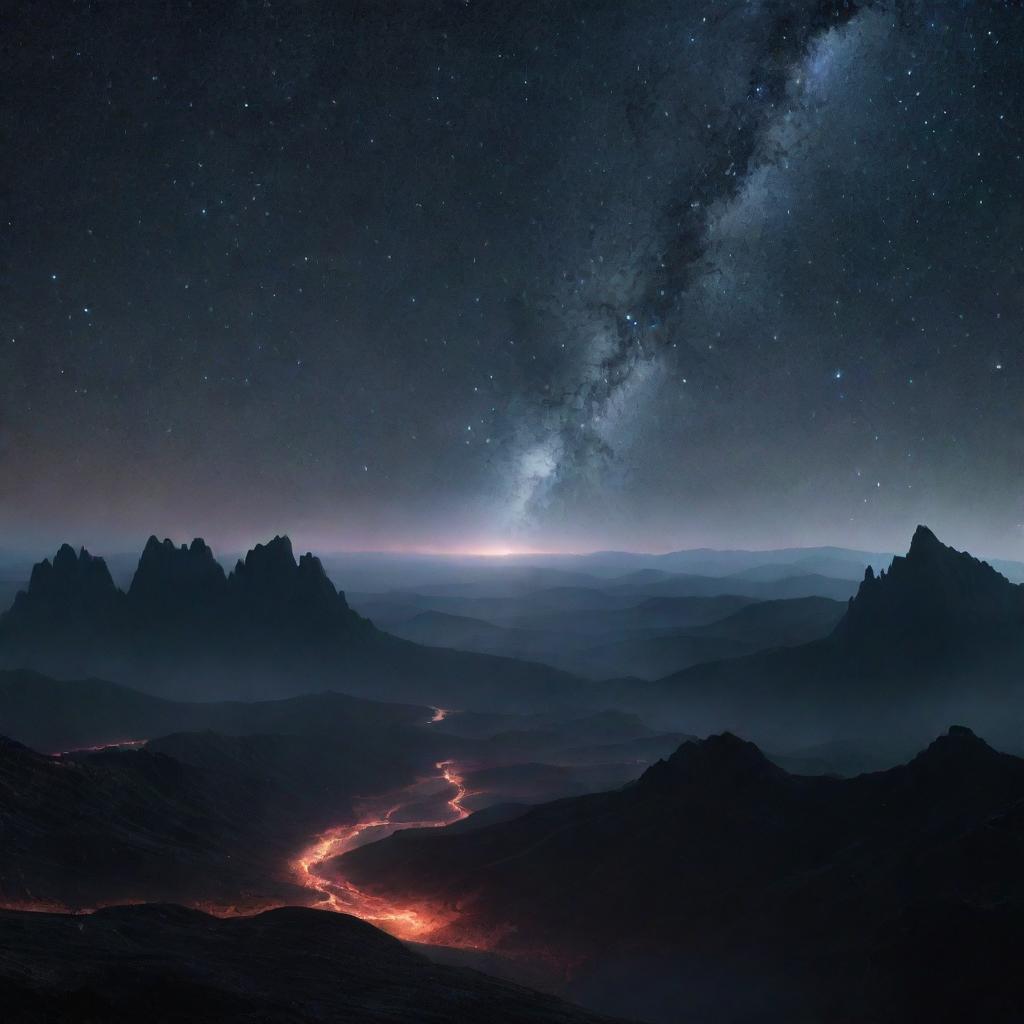 An ethereal scene set in the deepest void of space, where the boundaries of hell and starlight converge.