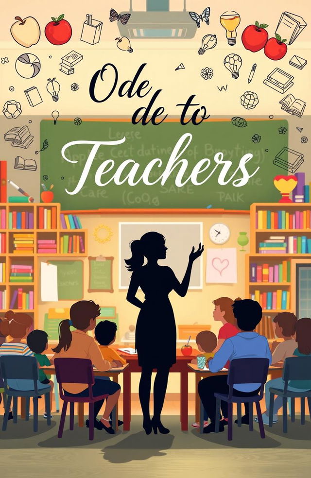 An enchanting book cover design, featuring an inspirational poem about teachers