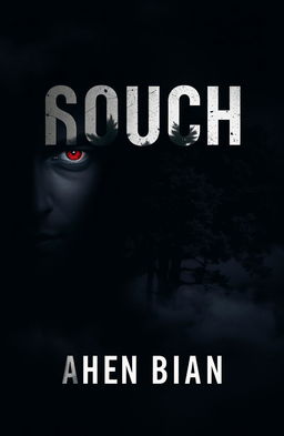 A book cover design featuring a black background with subtle wisps of clouds