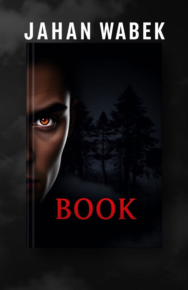 A book cover design featuring a black background with subtle wisps of clouds