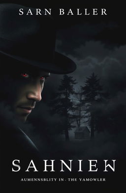 A book cover design featuring a black background with subtle clouds