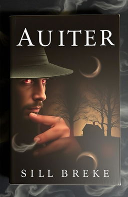 A book cover featuring a predominantly black background with wisps of clouds