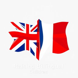 A captivating abstract flat vector art illustration of the United Kingdom and French flags, split in the middle, with sharp angular shapes encapsulating each flag