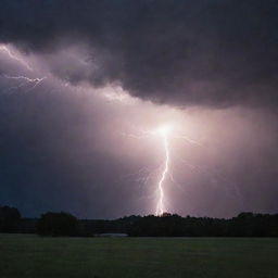 An intense scene capturing the moment when lightning bolts strike against the dark and looming dawn shadows.