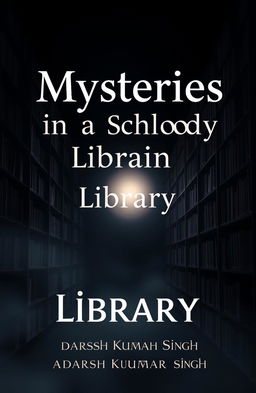 A dark-themed book cover titled 'Mysteries in a School Library' by Adarsh Kumar Singh, designed for a 5x8 inch print