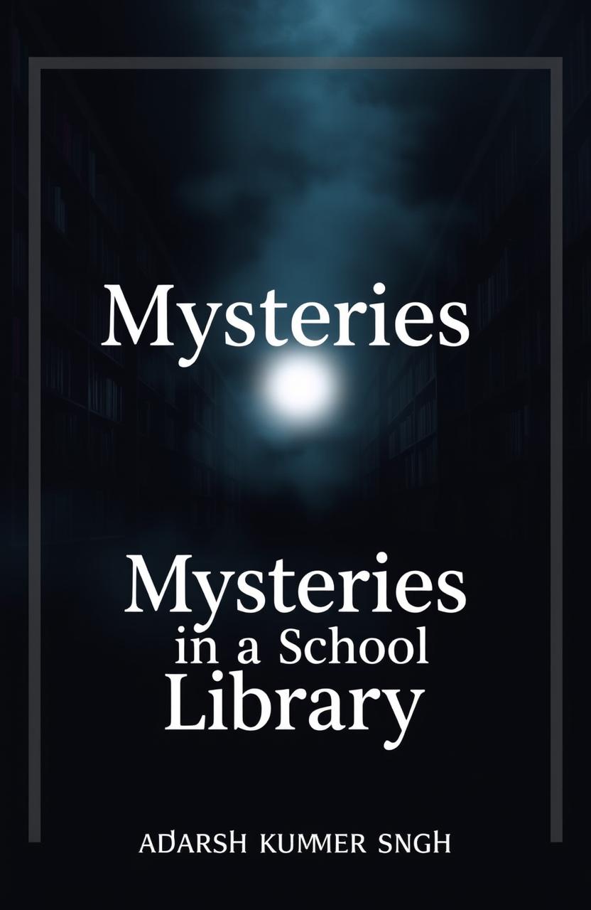 A dark-themed book cover titled 'Mysteries in a School Library' by Adarsh Kumar Singh, designed for a 5x8 inch print