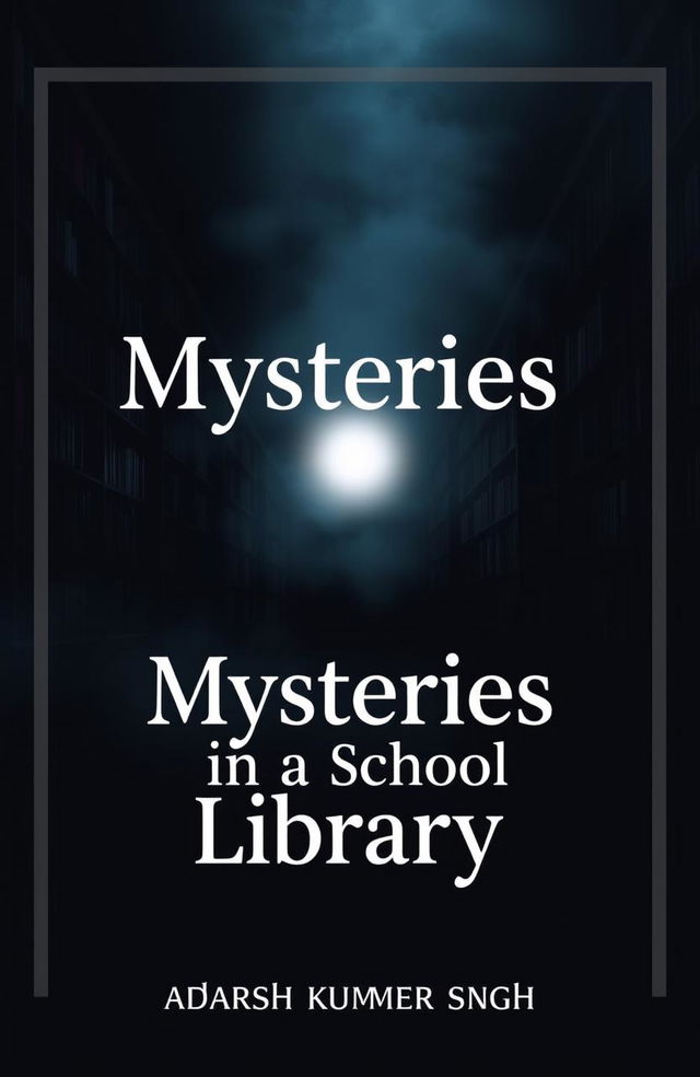 A dark-themed book cover titled 'Mysteries in a School Library' by Adarsh Kumar Singh, designed for a 5x8 inch print