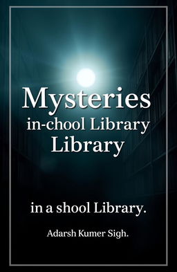 A dark-themed book cover titled 'Mysteries in a School Library' by Adarsh Kumar Singh, designed for a 5x8 inch print