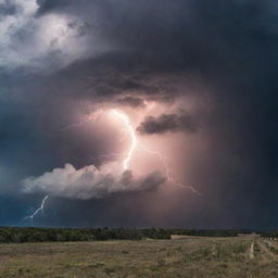 A dramatic scene capturing the unforgiving power and fury of a storm, with lightning, rain, and wild winds.