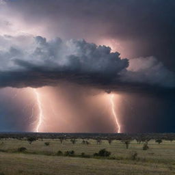 A dramatic scene capturing the unforgiving power and fury of a storm, with lightning, rain, and wild winds.