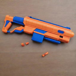 A detailed, high-quality image of a vibrant, action-packed Nerf gun, freshly loaded and ready for an exciting Nerf battle.