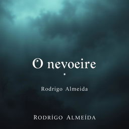 An atmospheric book cover for a supernatural horror novel titled "O nevoeiro" by "Rodrigo Almeida"