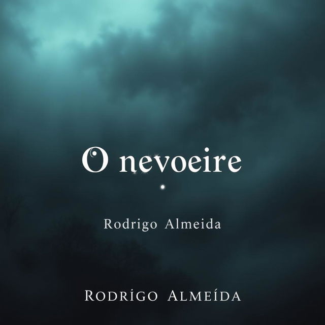 An atmospheric book cover for a supernatural horror novel titled "O nevoeiro" by "Rodrigo Almeida"