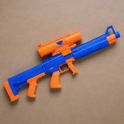 A detailed, high-quality image of a vibrant, action-packed Nerf gun, freshly loaded and ready for an exciting Nerf battle.