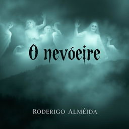 An eerie and captivating book cover for a supernatural horror novel titled "O nevoeiro" by "Rodrigo Almeida"