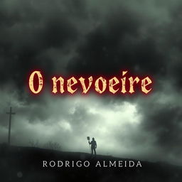 An eerie and captivating book cover for a supernatural horror novel titled "O nevoeiro" by "Rodrigo Almeida"