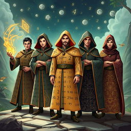 In the enchanting land of Bilangan, where numbers dance and formulas sing, five unique characters emerge: Algoritma, Aritmetika, Statistik, Geometri, and Kriptografi