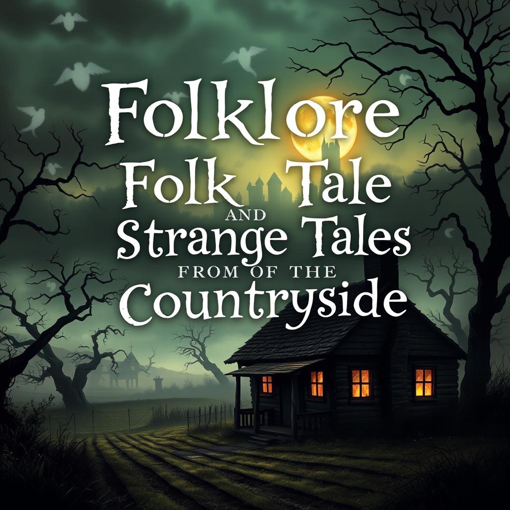 A captivating vertical novel cover for 'Folklore and Strange Tales from the Countryside'