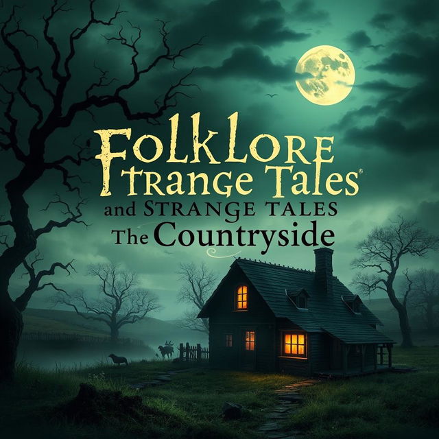 A captivating vertical novel cover for 'Folklore and Strange Tales from the Countryside'