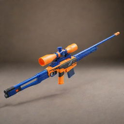 A high-precision Nerf bolt action sniper rifle, its sleek, vibrant design and precise mechanics on full display, posed ready for a thrilling Nerf showdown.