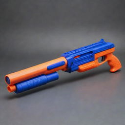 A Nerf shotgun with an imposing, vibrant design and detailed mechanics, loaded and primed for a high-energy Nerf battle.