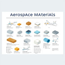 An illustrated design titled 'Aerospace Materials' displayed as an A4 page