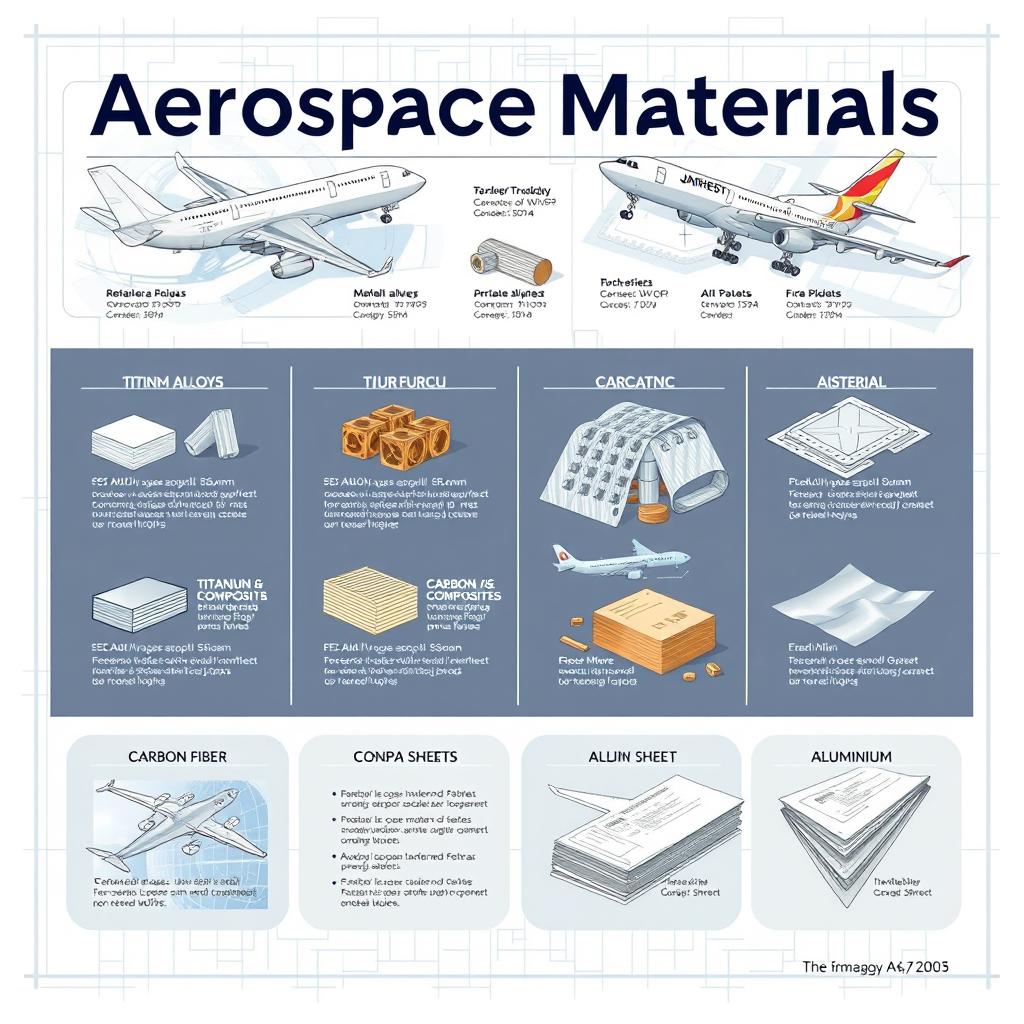 An illustrated design titled 'Aerospace Materials' displayed as an A4 page