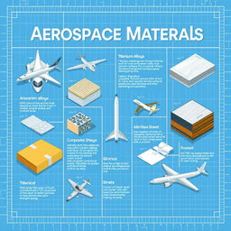 An illustrated design titled 'Aerospace Materials' displayed as an A4 page