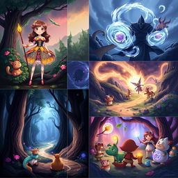 A collection of illustrations capturing the various moments of Lily's journey in the magical realm