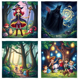 A collection of illustrations capturing the various moments of Lily's journey in the magical realm