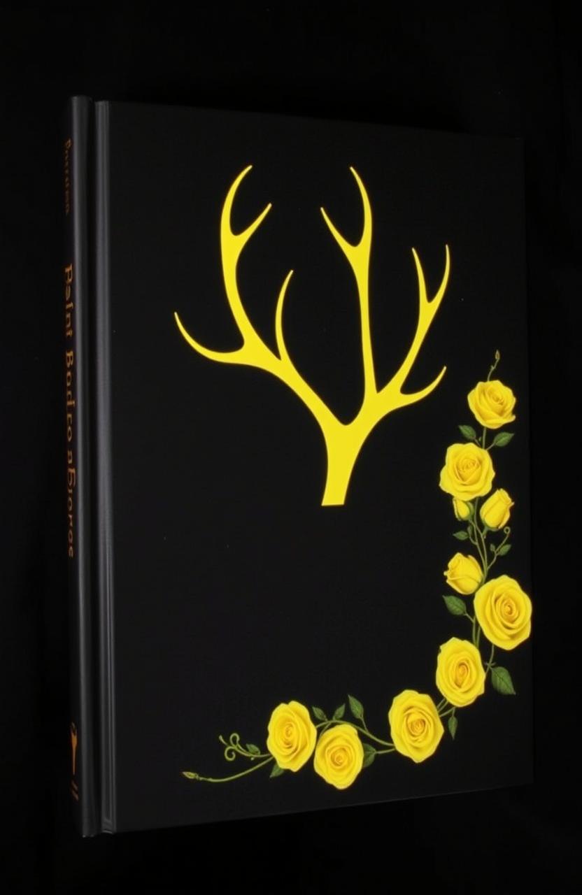 A book cover featuring a striking design on a black background