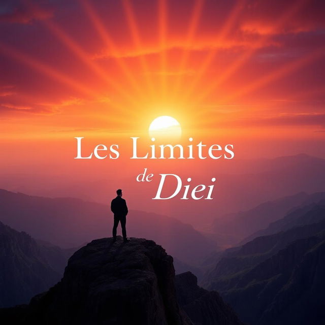 A visually striking ebook cover for 'Les Limites de Dieu', featuring a majestic landscape that represents the idea of divine limits