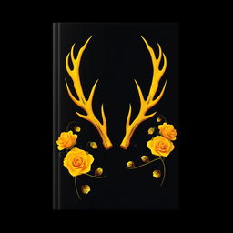 A book cover design with a bold black background featuring a central yellow antler-like form that exhibits a fading effect, giving it depth and dimension