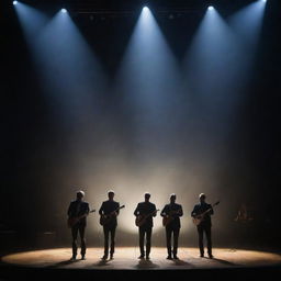 A rendition of the band 'Sleep Token', showcasing the members on stage amidst a dreamy, atmospheric light show