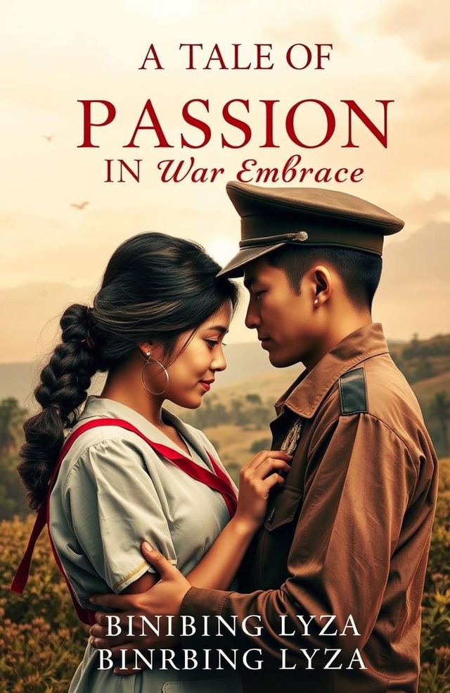 A compelling book cover for a historical fiction novel set in World War II in the Philippines, featuring a passionate love story between a girl doctor and a Japanese Army captain