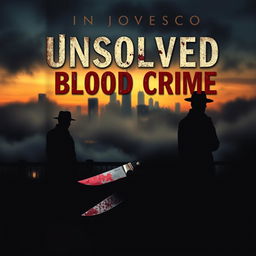 A captivating book cover for a mystery novel titled 'Unsolved Blood Crime'
