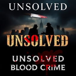 A captivating book cover for a mystery novel titled 'Unsolved Blood Crime'