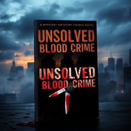 A captivating book cover for a mystery novel titled 'Unsolved Blood Crime'