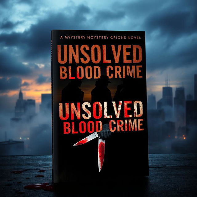 A captivating book cover for a mystery novel titled 'Unsolved Blood Crime'