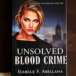 A captivating book cover for a mystery novel titled 'Unsolved Blood Crime'