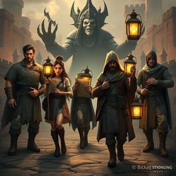 In the enchanting land of Bilangan, where numbers dance and formulas sing, five unique algorithms come to life: Aritmetika, Statistik, Geometri, and Kriptografi, all depicted as realistic human figures in an ancient kingdom setting