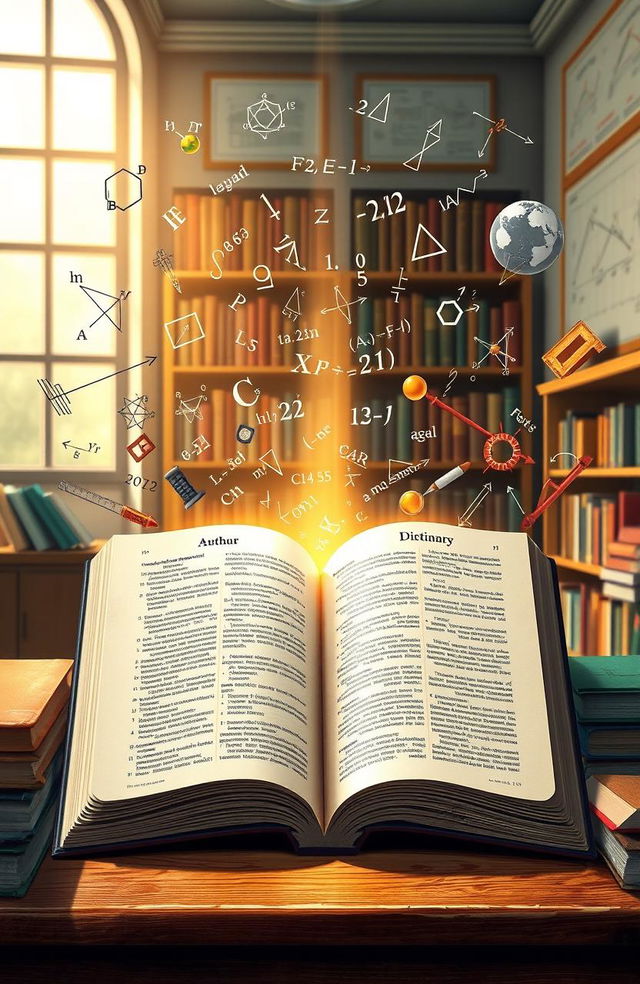 A beautifully detailed scene illustrating the concept of 'dictionary math