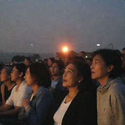 Citizens filled with overwhelming emotion and shedding tears as they witness the surreal event of the sun rising from the west, after a prolonged night.