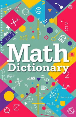 An eye-catching cover design for a math dictionary, featuring vibrant colors and bold typography